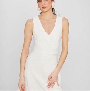 Club Monaco White V-Neck Crop Top Sz-Med